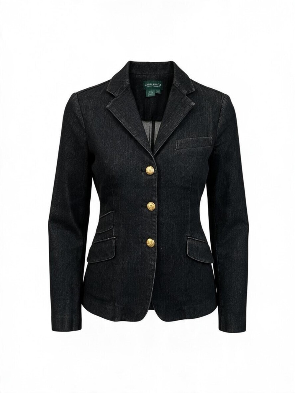 Vintage Lauren Jeans Co. by Ralph Lauren Equestrian Black Denim Blazer - Size 6